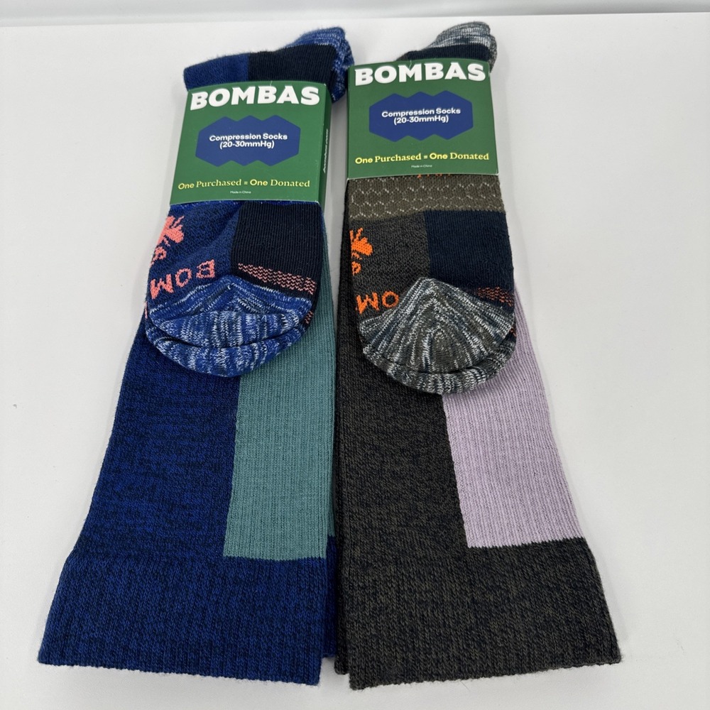 Bombas Compression Socks 20-30 mmHg Over the Calf Midweight XL Unisex Set 2 NEW